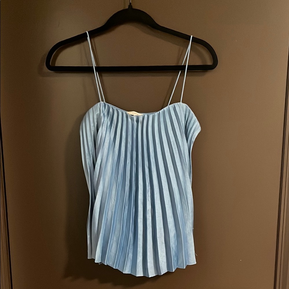 Vince Blue Pleated Sleeveless Camisole